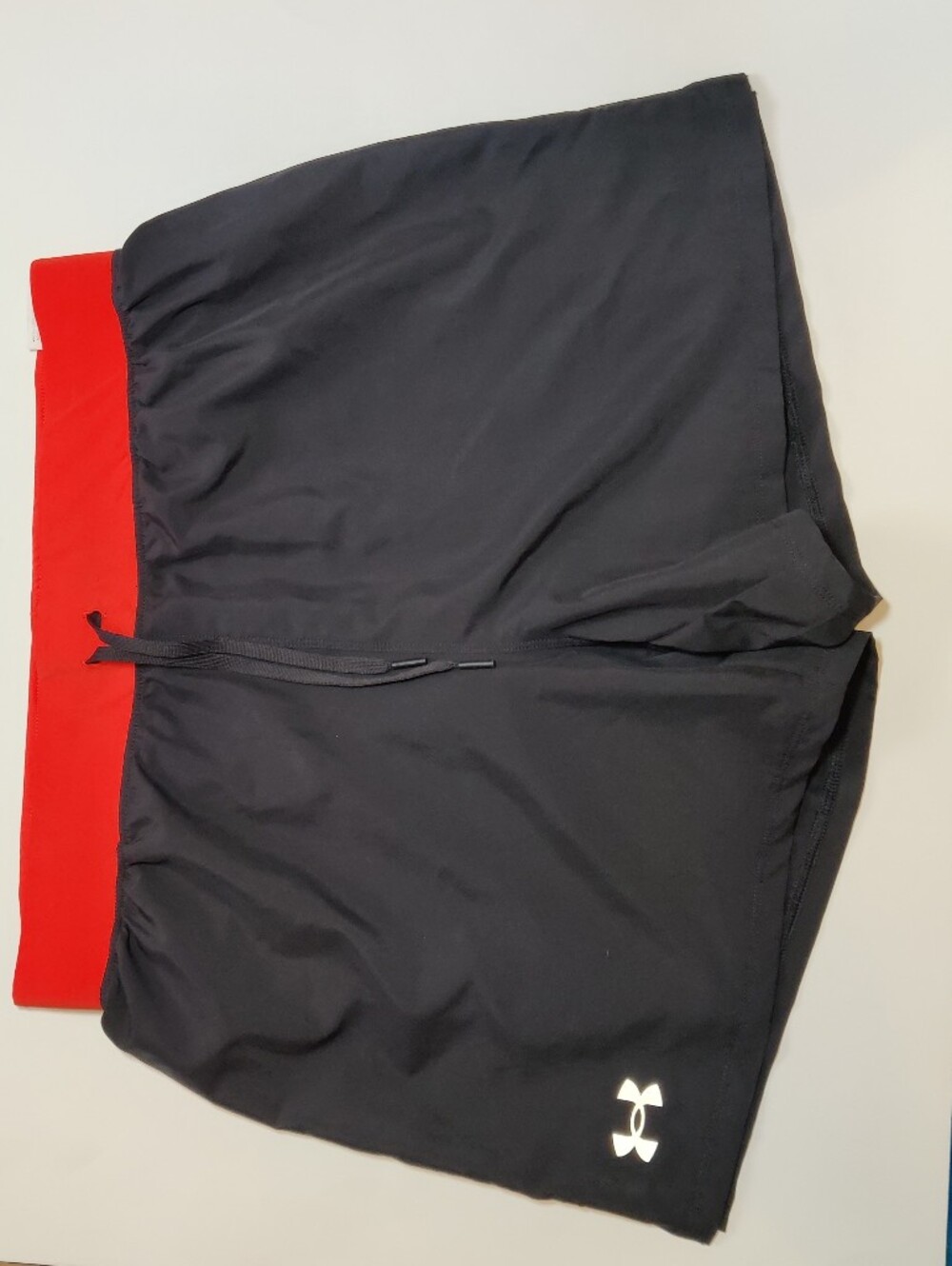 Under Armour Mens Coolswitch Run 2-in-1 Running Shorts Lined Black / Orange Sz L